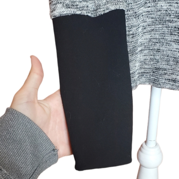 One World Gray Black Marled Long Sleeve Open Front Flowy Heavy Cardigan - Picture 4 of 8